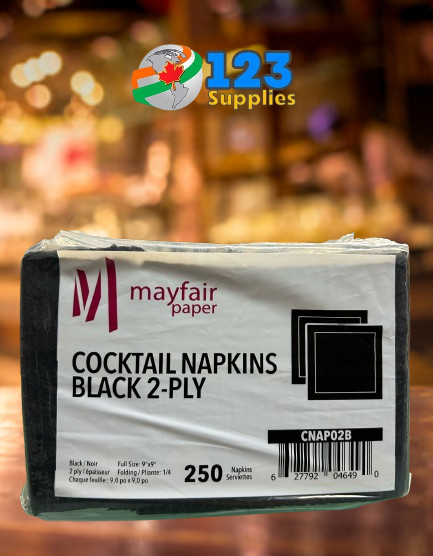 COCKTAIL NAPKINS BLACK 2PLY (1000)